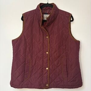 G.H. Bass & Co. Womens Vest‎ XL Quilted Padded Burgundy Sleeveless